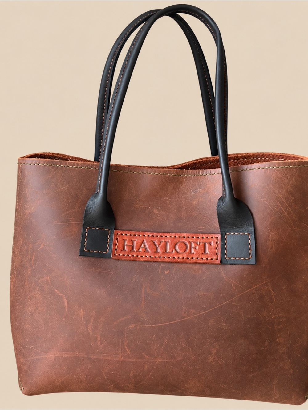 Handmade Thick Leather Medium Tote Bag